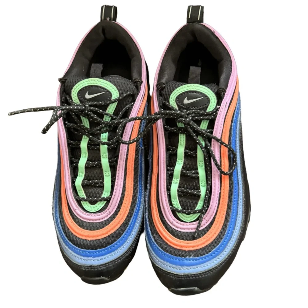Nike AIR MAX 97 'MULTI-COLOR' #CW6028 001 Black/Electro Green/Fuchsia Glow Shoes